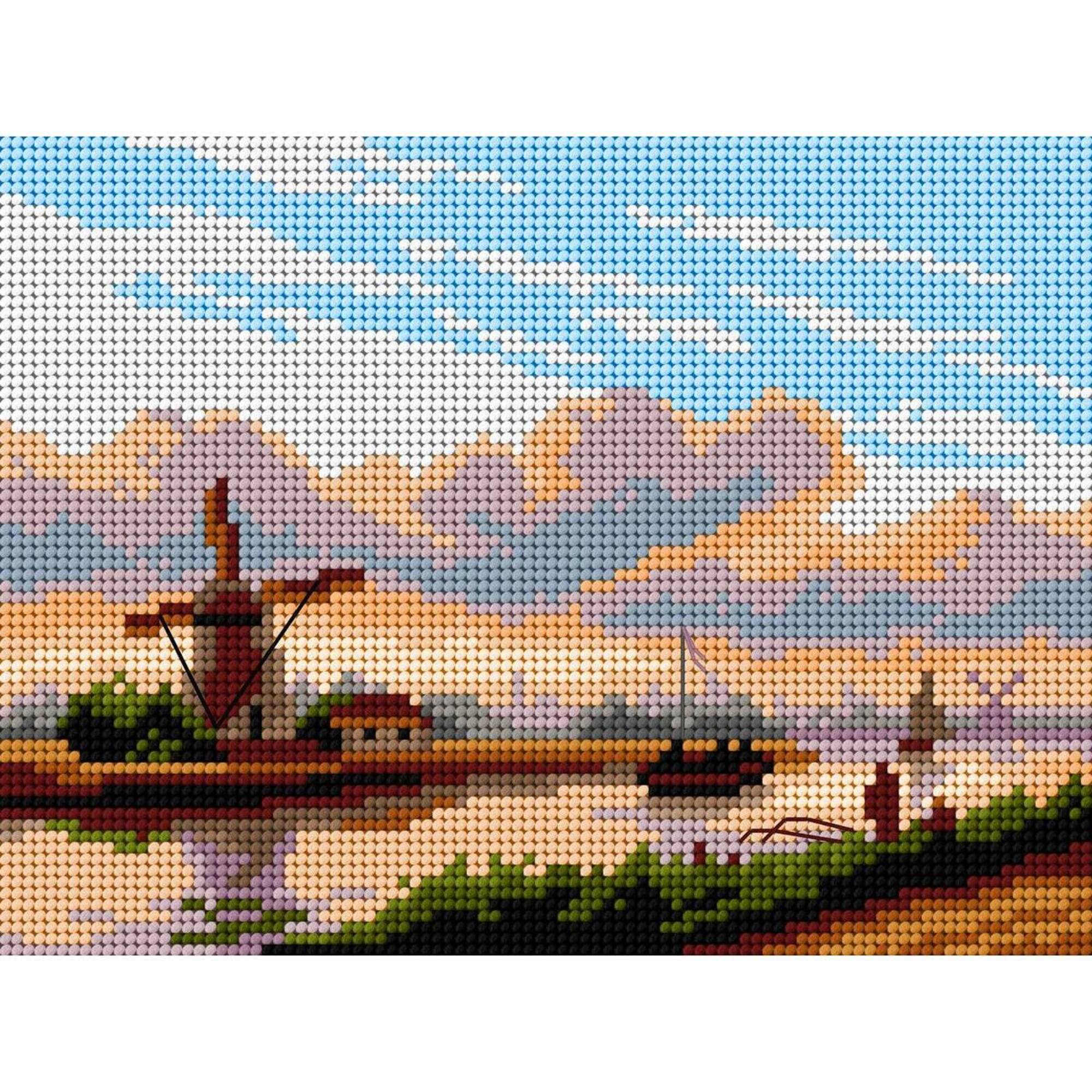 Orchidea A Panoramic Summer Landscape with Barges Gobelin canvas Kit